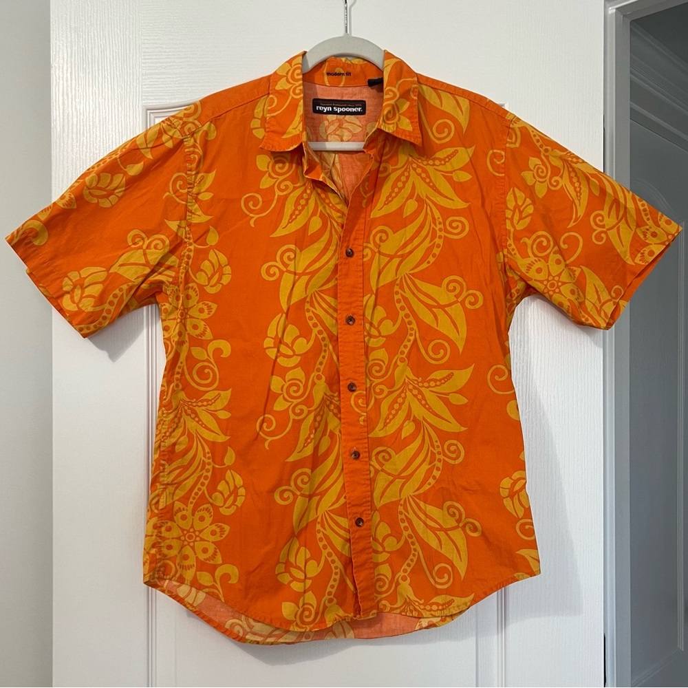 Vintage Reyn Spooner Orange Hawaiian Button Down Shirt